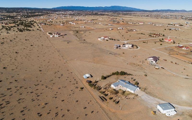 Farms and ranches in a desert near Edgewood